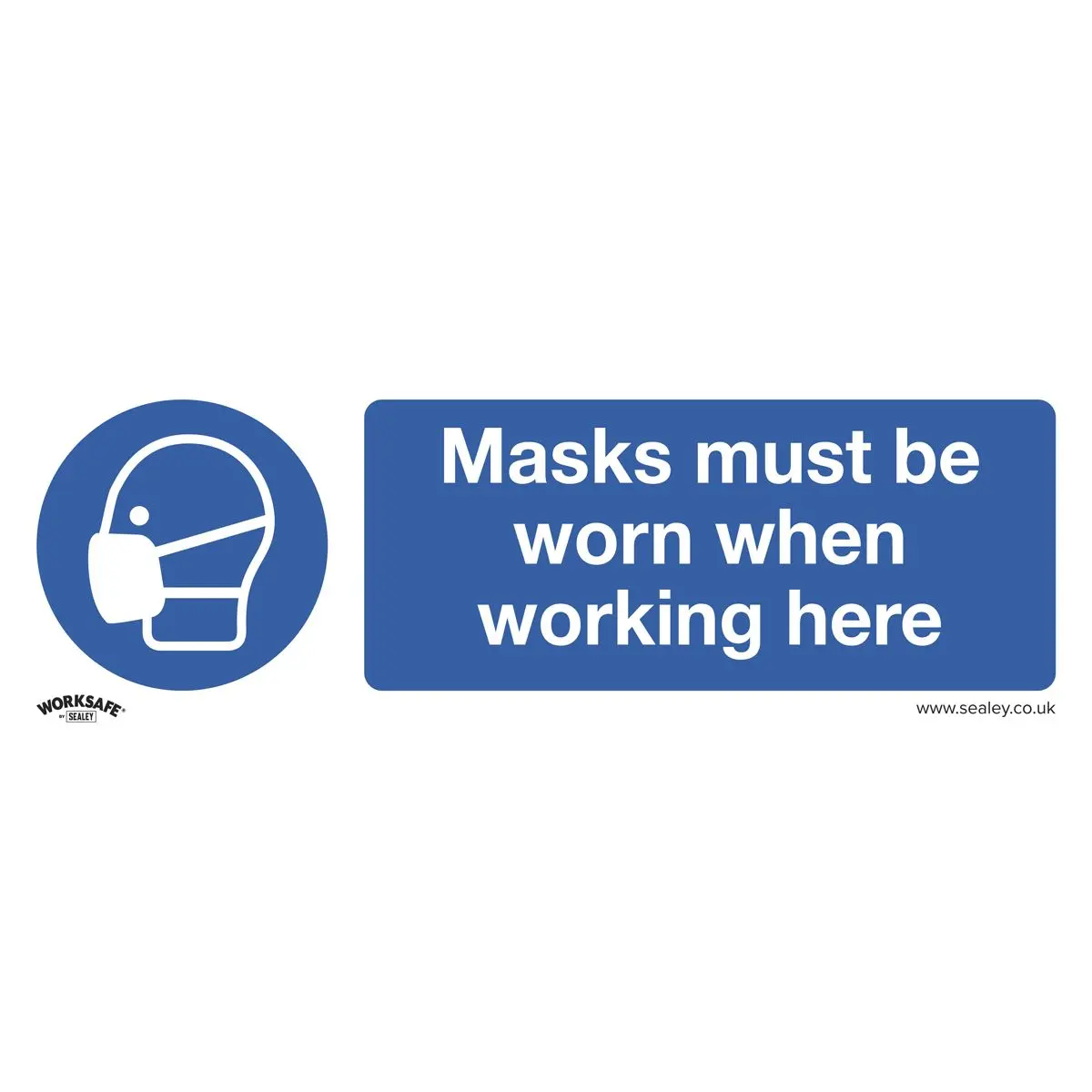 Worksafe by Sealey Mandatory Safety Sign - Masks Must Be Worn - Self-Adhesive Vinyl - Pack of 10