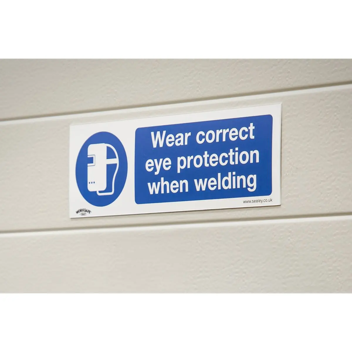 Worksafe by Sealey Mandatory Safety Sign - Wear Eye Protection When Welding - Self-Adhesive Vinyl - Image 4