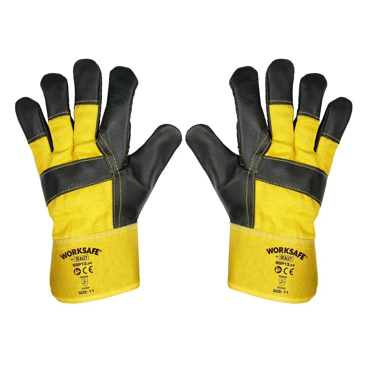Worksafe by Sealey Rigger's Gloves with Hide Palm - Pair - Image 2