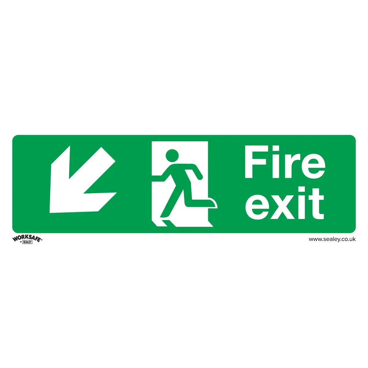 Worksafe by Sealey Safe Conditions Safety Sign - Fire Exit (Down Left) - Self-Adhesive Vinyl - Pack of 10