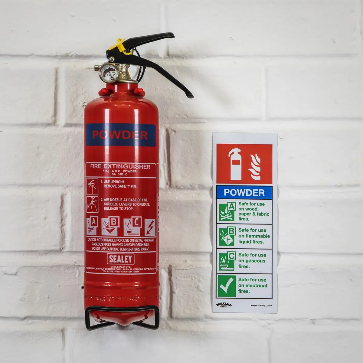 Worksafe by Sealey Safe Conditions Safety Sign - Powder Fire Extinguisher - Self-Adhesive Vinyl - Pack of 10 - Image 2