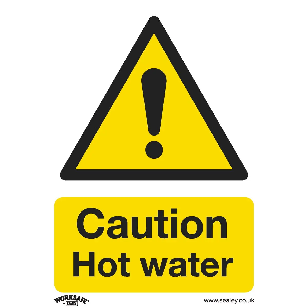 Worksafe by Sealey Warning Safety Sign - Caution Hot Water - Rigid Plastic