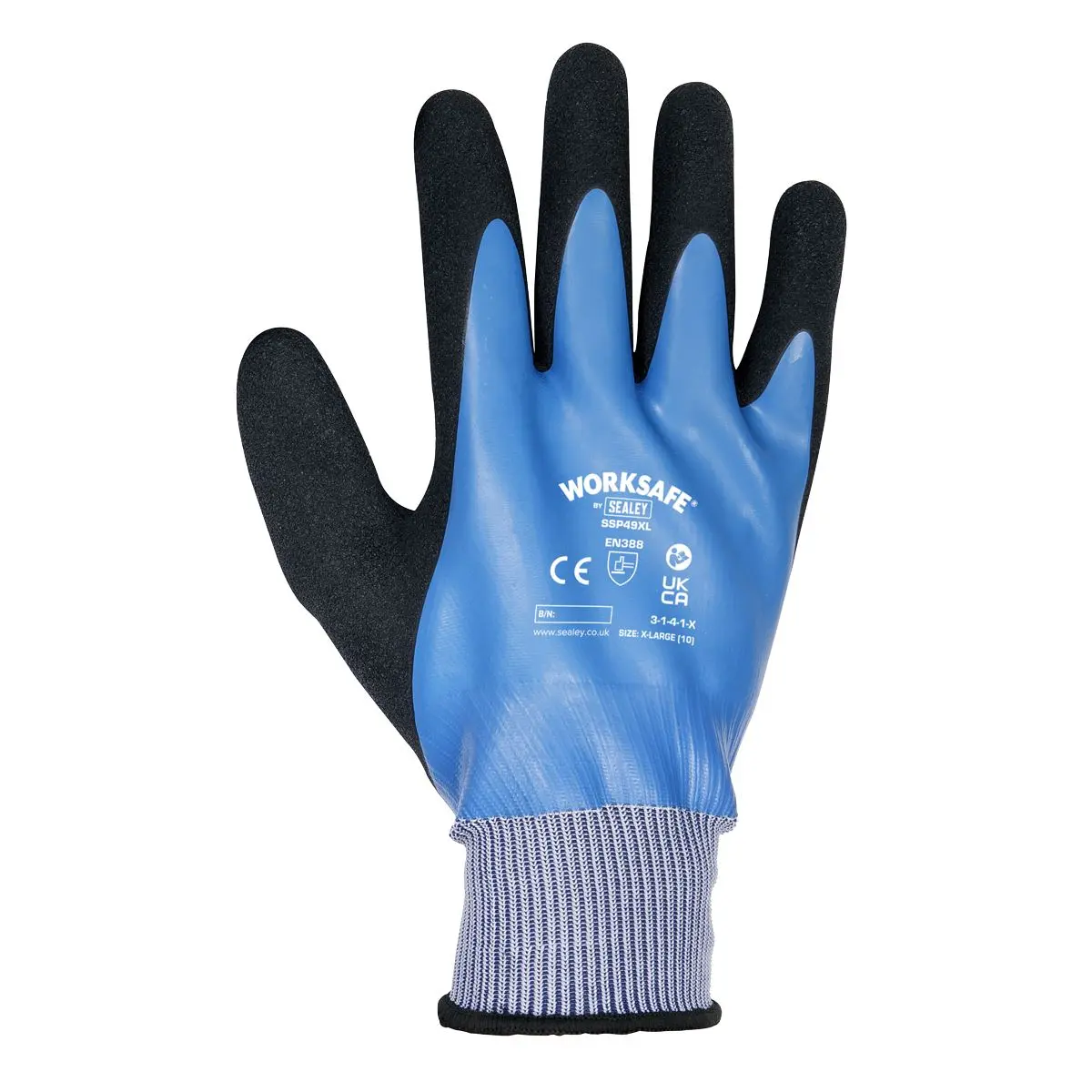 Worksafe by Sealey Waterproof Latex Gloves X-Large – Pair - Image 6