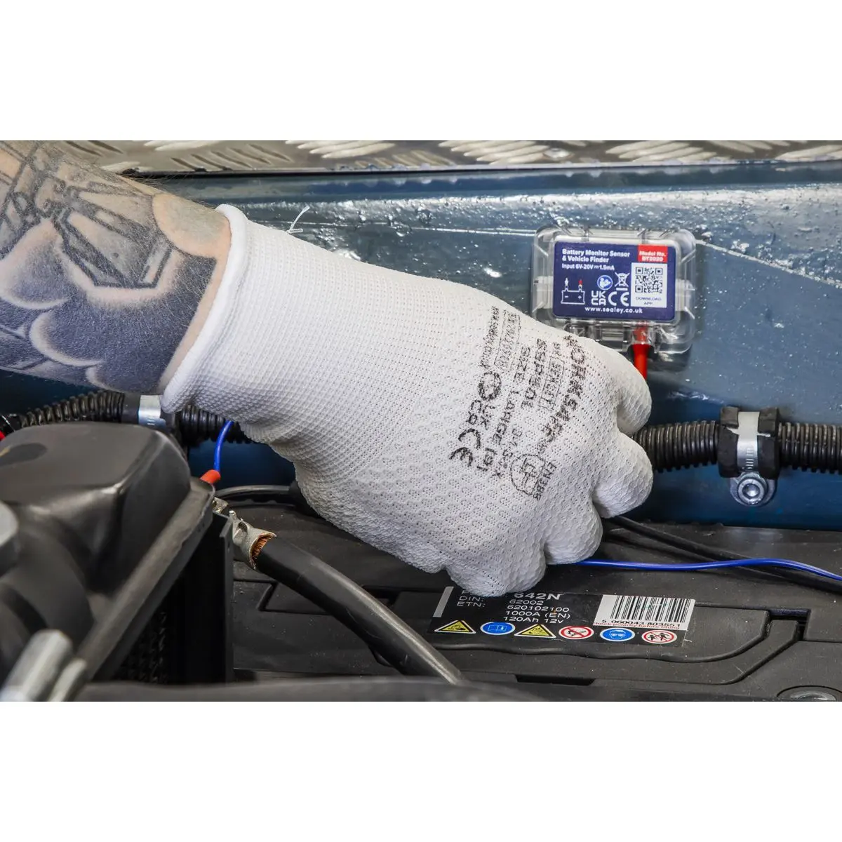 Worksafe by Sealey White Precision Grip Gloves - (Large) - Box of 120 Pairs - Image 6